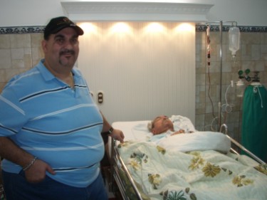 Luis Rodriguez, stem cell coordinator and support person, next to his father, who got treated for COPD and CHF