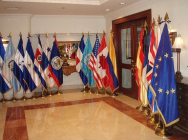 Hall leading to room elevators in Sheraton Presidente in El Salvador